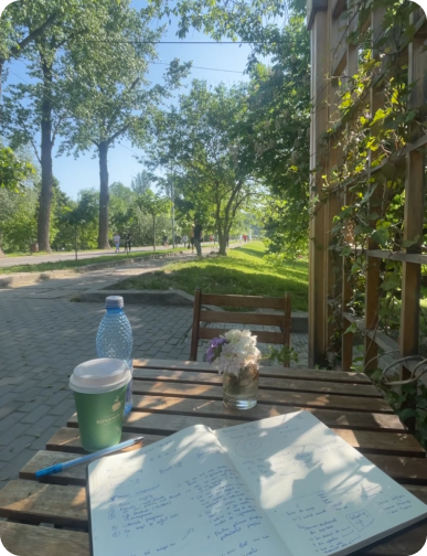 Writing practice in the park